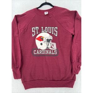 LOGO 7 Men's Sweatshirt Red Long-sleeves Pullover Crew Neck Size Large